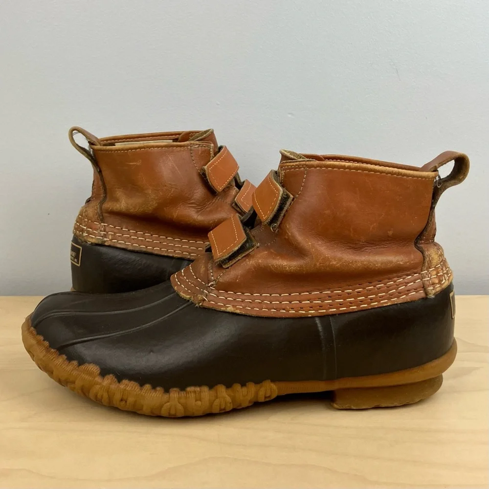 Vintage L.L. Bean Men’s Size 8.0 M Duck Boots Brown Leather Straps Hunting Shoe